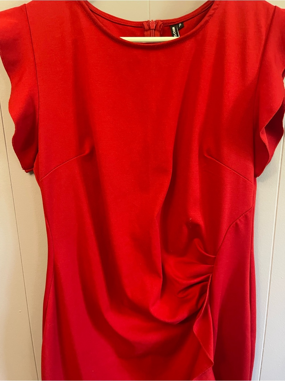 Miusol Red Ruffle-Trim Midi Dress - Picture 6 of 11